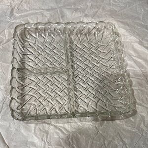 Clear Glass Vanity Tray with Woven Design